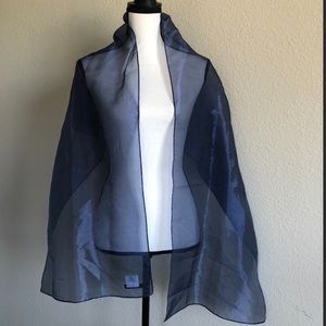Jessica McClintock Shawl Dark Blue Sheer Scarf